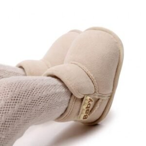 Baby Plush Beige Winter Shoes 
Sizes:0-6/6-12